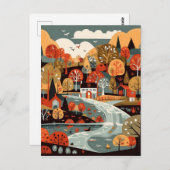 Schilderachtige Scandi Village Art Briefkaart (Voorkant / Achterkant)