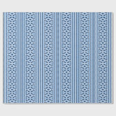Schilderachtige Traliewerk Streep in Blauwe Indigo Cadeaupapier (Vlak)