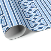 Schilderachtige Traliewerk Streep in Blauwe Indigo Cadeaupapier (Rol Hoek)