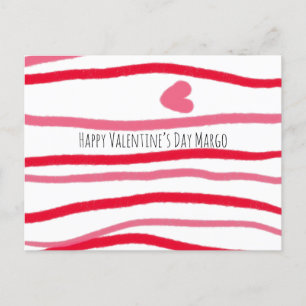 Schilderachtige Valentijnsdag Strepen en Hart Briefkaart