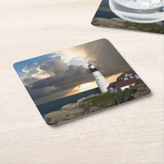 Schilderachtige vuurtorenbaken kartonnen onderzetters (Schuin)