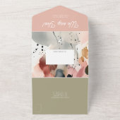 Schilderachtige Waterverf Modern Pastel Lente Brui All In One Uitnodiging (Buitenkant)