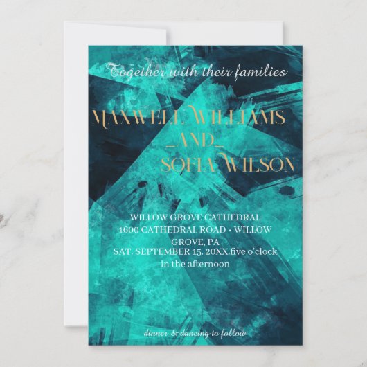 Schilderachtige Waterverf Moody bruiloft uitnodigi Kaart (Voorkant)