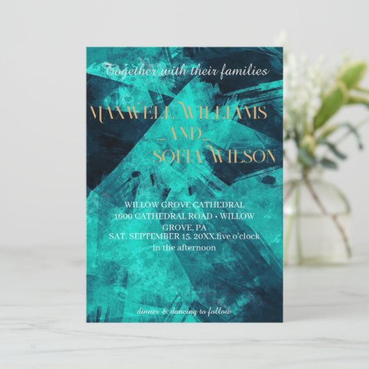 Schilderachtige Waterverf Moody bruiloft uitnodigi Kaart (Staand voorkant)