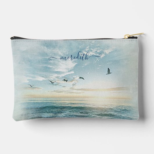 Schilderachtige Waterverf Strand Scene Naam Etui (Achterkant)