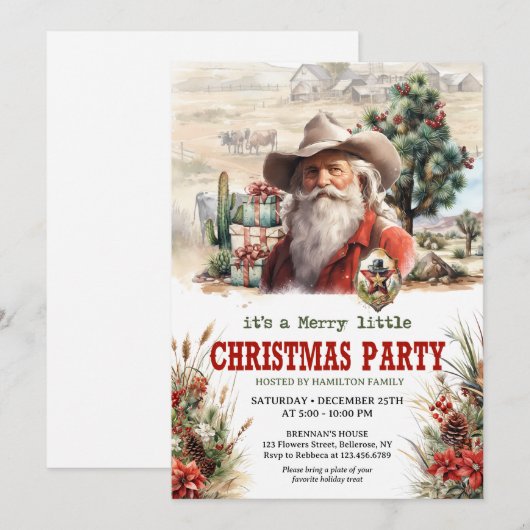 Schilderachtige westerne Santa cowboy sheriff's ba Kaart (Voorkant / Achterkant)