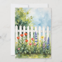 Schilderachtige witte schutting met bloemen Condol Kaart