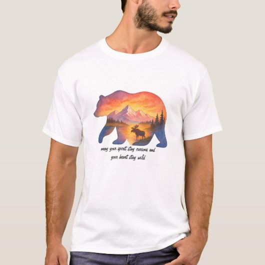 Schilderachtige zonsondergang Beer T-shirt (Voorkant)