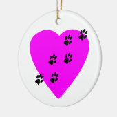 Schilderafdrukken op mijn hart - Roze Keramisch Ornament (Links)