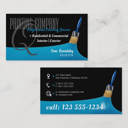 Schilderbedrijf | Professioneel blauw Visitekaartje (Voorkant / Achterkant)
