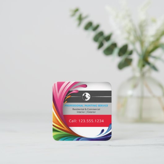 Schilderbedrijf | Professioneel kleurrijk Vierkante Visitekaartje (Staand voorkant)