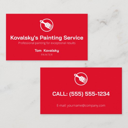 Schilderbedrijf | Professioneel rood Visitekaartje (Voorkant / Achterkant)