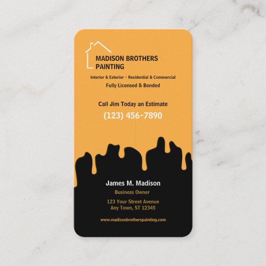 Schilderbedrijf zwart | Goud Visitekaartje (Voorkant)