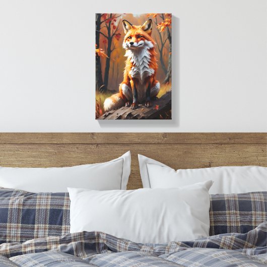 Schilderbord (Renard D'Automne) Canvas Afdruk (Insitu (Slaapkamer))