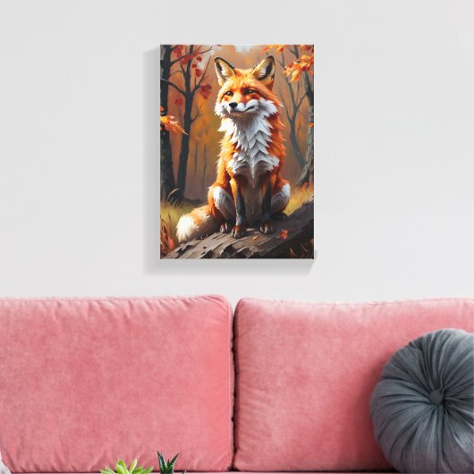 Schilderbord (Renard D'Automne) Canvas Afdruk (Insitu (Woonkamer))