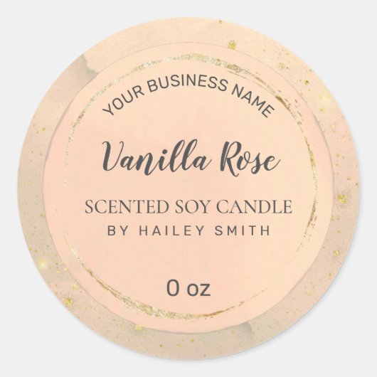 Schildercirkel Blush roze en goudzige kaars Ronde Sticker (Voorkant)