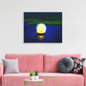 Schilderd diwali Deepa, drijvend op het water Canvas Afdruk (Insitu (Woonkamer))