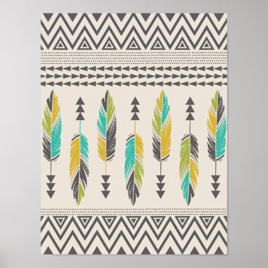 Schilderd feathers-Cream Poster (Voorkant)