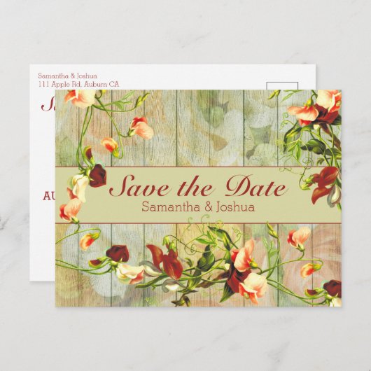 Schilderd hek met lentbloemen briefkaart (Voorkant / Achterkant)