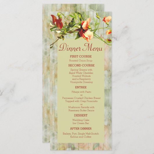 Schilderd hek met lentbloemen menu (Voorkant / Achterkant)