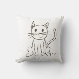 Schilderd Kat Pillow - blauw Kussen
