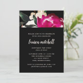 Schilderd Magnolia op zwart | Partij Afstudeerder Kaart (Staand voorkant)