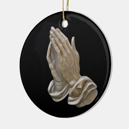 Schilderd metaal dat zich op haar handen drukt keramisch ornament (Links)