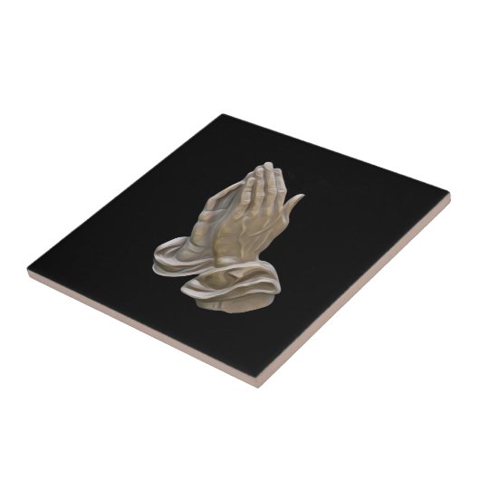 Schilderd metaal dat zich op haar handen drukt tegeltje (Zijkant)