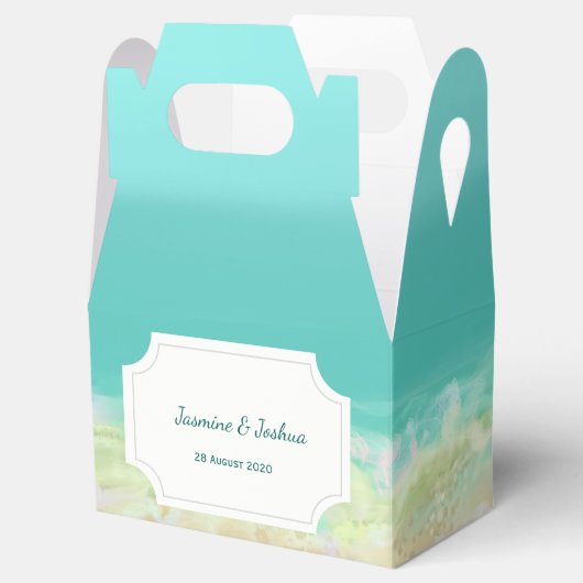 Schilderd strand van Aqua Blauw Bedankdoosjes (Geopend)