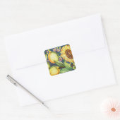 Schilderder van de Folk Art Sun Vierkante Sticker (Envelop)