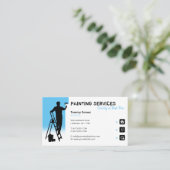 Schilderdiensten | Schilder op het werk: blauw Visitekaartje (Staand voorkant)