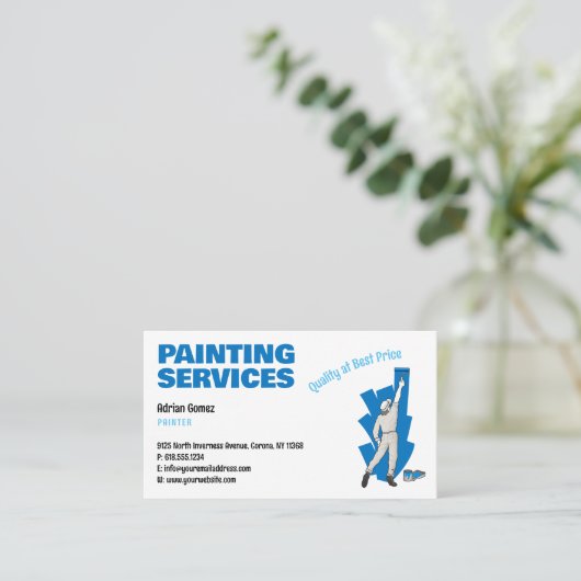Schilderdiensten | Schilder op het werk Visitekaar Visitekaartje (Staand voorkant)