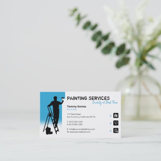 Schilderdiensten | Schilder op het werk Visitekaartje (Staand voorkant)