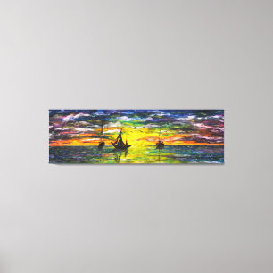 Schilderdoek printplaten op zonsondergang canvas afdruk