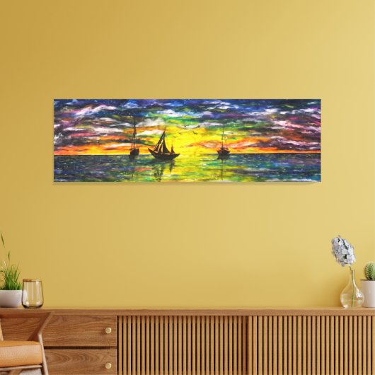 Schilderdoek printplaten op zonsondergang canvas afdruk (Insitu (Woonkamer))