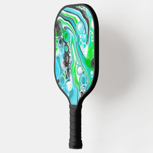 Schildereffect blauwe, groene en zwarte marmer pickleball paddle (Links)