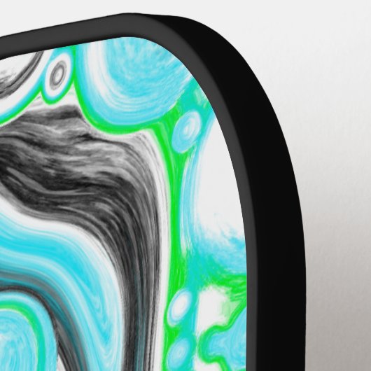 Schildereffect blauwe, groene en zwarte marmer pickleball paddle (Links Detail)