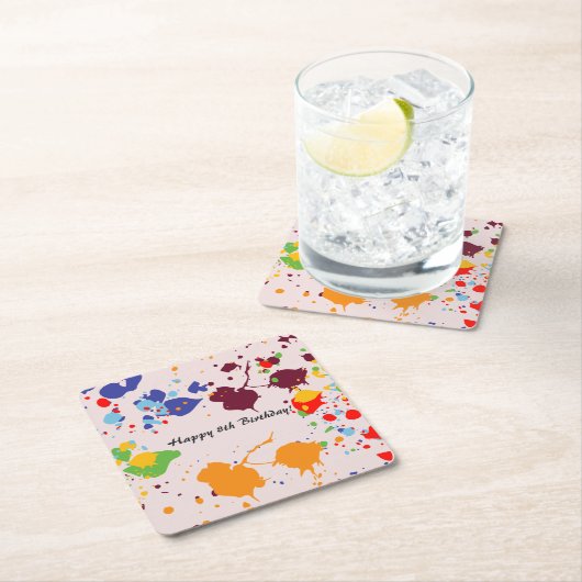 Schilderen 8e verjaardag van kleurrijke plashes kartonnen onderzetters (Insitu)
