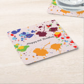 Schilderen 8e verjaardag van kleurrijke plashes kartonnen onderzetters (Schuin)