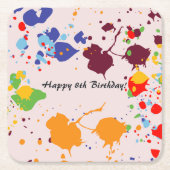 Schilderen 8e verjaardag van kleurrijke plashes kartonnen onderzetters (Voorkant)