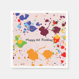 Schilderen 8e verjaardag van kleurrijke plashes servet