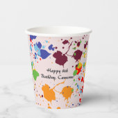 Schilderen 8e verjaardagsfeestje kleurrijke spette papieren bekers (Voorkant)