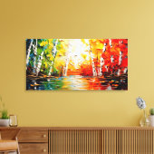 Schilderen Abstrack een schilderij van bomen en wa Canvas Afdruk (Insitu (Woonkamer))