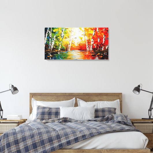 Schilderen Abstrack een schilderij van bomen en wa Canvas Afdruk (Insitu (Slaapkamer))