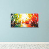 Schilderen Abstrack een schilderij van bomen en wa Canvas Afdruk (Insitu (Houten vloer))
