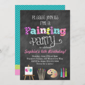 Schilderen Art Party Chalkboard Style Uitnodiging (Voorkant / Achterkant)