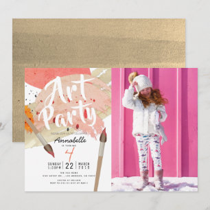 Schilderen Art Party Modern Chic Girl Foto Verjaar Kaart