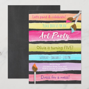 Schilderen Art Party verjaardagsuitnodiging Chalkb Kaart
