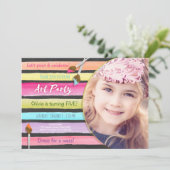 Schilderen Art Party verjaardagsuitnodiging Chalkb Kaart (Staand voorkant)