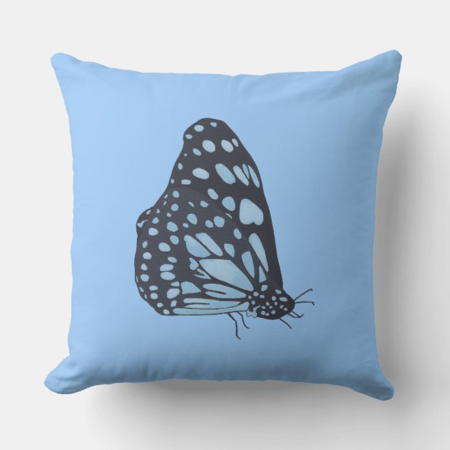 Schilderen Black Butterfly Blue Spots Custom Kusse Kussen (Voorkant)